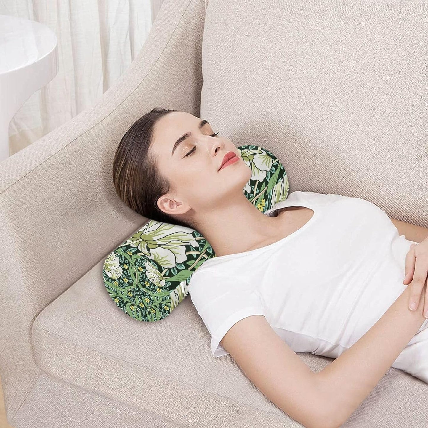 c Neck Roll Pillow Bolster Round Health Memory Foam Long Cervical Cylinder Pillows with Removable Washable Cover for Body Bed Legs Back Yoga - Colors B