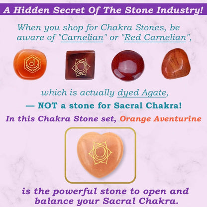 Uorbeay NatureWonders All Natural 7 Chakra Stone Set (Pyramid) with Engraved Symbols (Gift Box, Information Brochure & Pouch) - Healing Crystals, Balancing, Tumbled Palm Stone, Touchstone, Meditation
