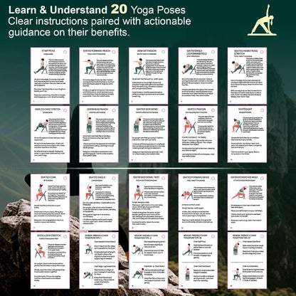 Chair Yoga Cards Exercises,57 Exercise Cards with 2 Rings, Big 4.72"x3.14"Cards,30 Days Challenge with Chair Yoga for Elderly to Improve Balance,& Weight Loss Made Routines for Seniors & Beginners