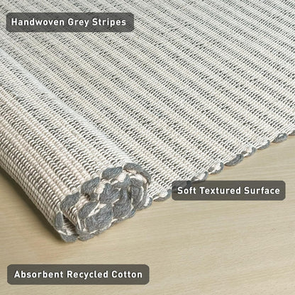 Chardin home Beige & Ivory Providence Runner 2.5x8 feet |Hand Woven Farmhouse Rug with Hand Knotted Fringes|Great in Kitchens entryways Hallways Bathrooms Meditation Yoga Mat|Reversible Cotton Rug