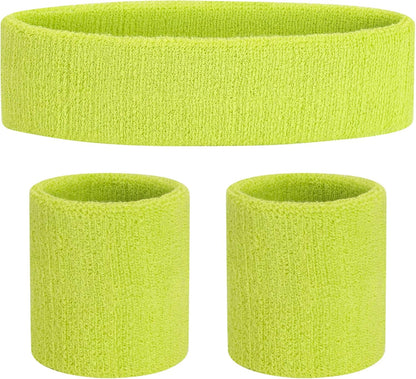 ONUPGO Sweatband Set Sports Headband Wristband Set Sweatbands Terry Cloth Wristband Wrist Sweatband Headbands Moisture Wicking Sweat Absorbing Head Band