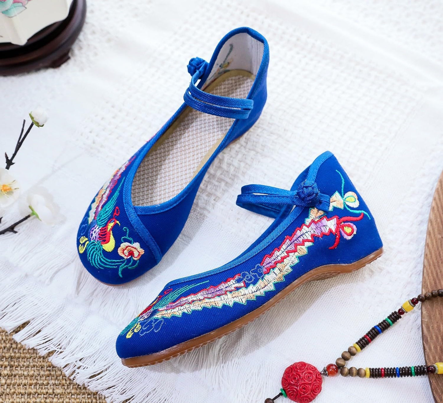 Chinese Embroidered Wedge Sandals Women's Multicolor Asian Traditional Mary Jane Ballet Yoga Shoes Rubber Sole Ethnic Style Loafers