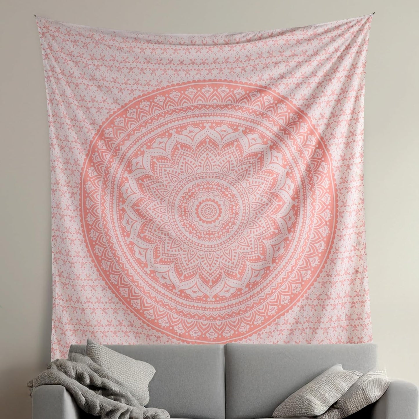 THE ART BOX Original Gold Tapestry Wall Hanging Mandala – Cotton Throw Tapestry – Boho Bedding White and Gold Medium Bedspread 54x60 Inches – Meditation & Yoga Rug Mat