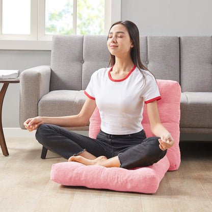 Meditation Floor Pillow Set of 2, Round Large Pillows Seating for Adults, Tufted Corduroy Cushion for Living Room Tatami, Beige 22 Inch