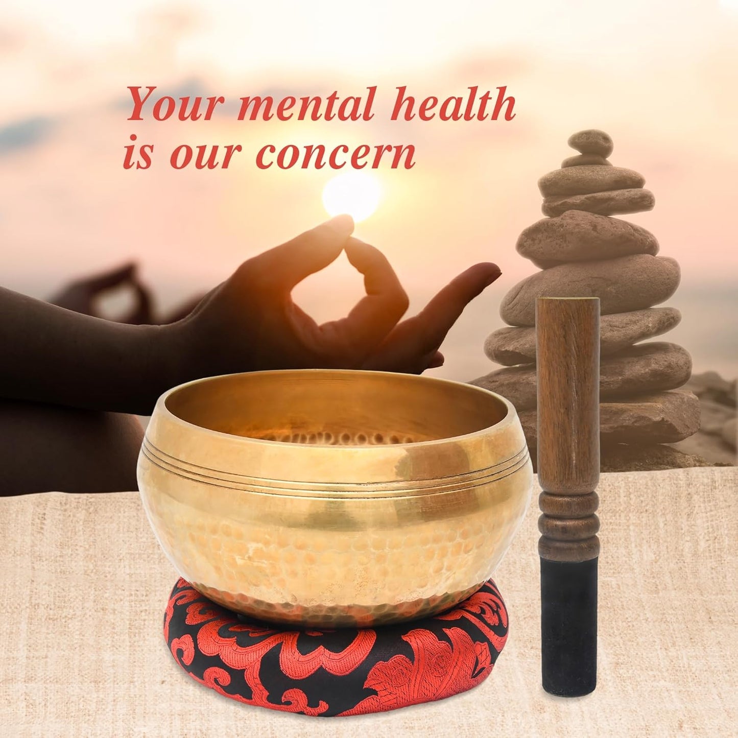 Tibetan Singing Bowl Set - Authentic Cuencos Tibetanos for Sound Healing, Meditation & Chakra Balancing - Includes Cushion, Mallet-Unique Spiritual Gifts for Women and Men (7 Chakra Hand Hammered Set)
