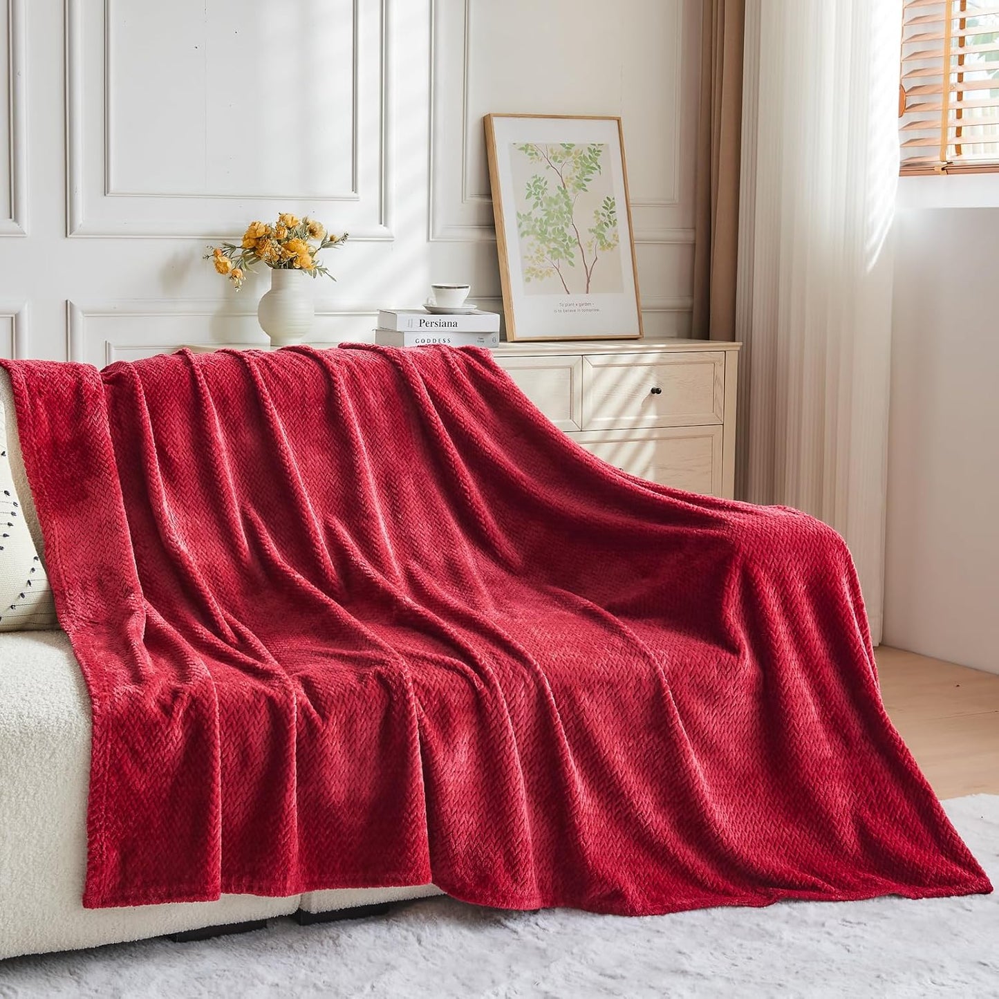 NEWCOSPLAY Super Soft Throw Blanket Light Purple Premium Silky Flannel Fleece Leaves Pattern Lightweight Bed Blanket All Season Use (Light Purple, Throw(50"x60")) - Colors B