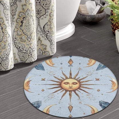 Machine Washable Modern Round Area Rug, Room Sofa Yoga Soft Round Carpet, Home Decor Non Slip Kitchen Office Circle Rug Union Jack Flag UK Mandala Art, 60inch