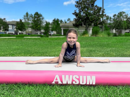 AWSUM Inflatable Gymnastics Mat 10ft/13ft/16ft/20ft/23ft Training mat 4/8 inches Thick tumbling mat with Electric Pump for Home/Gym/Outdoor