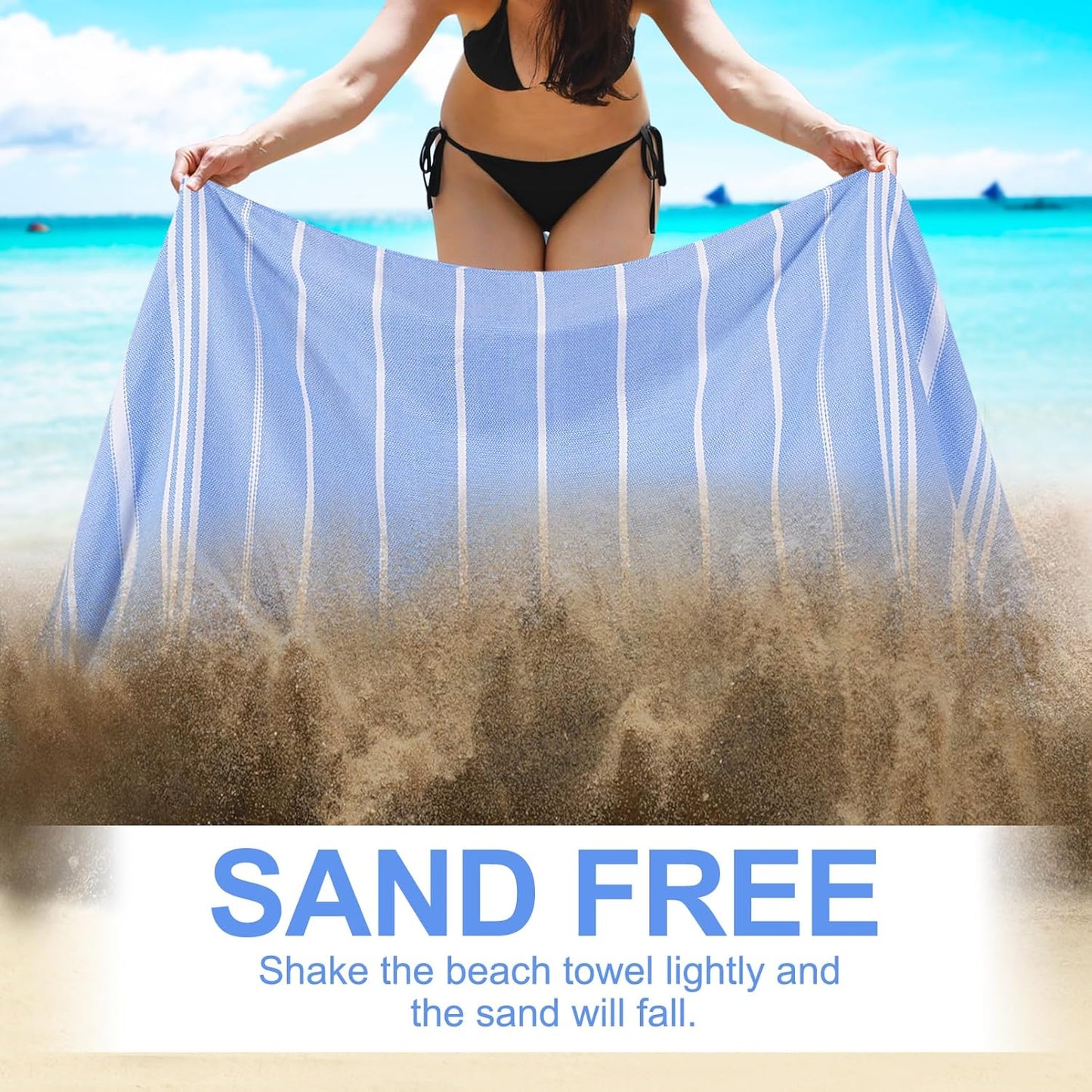 Genovega 6 Packs Oversized Turkish Beach Towels Set Bulk 74"x38" Extra Large Quick Dry Sand Free Light Swim Bath Camping Pool Towel Travel Blanket Essentials Cruise Accessories Adult Vacation Stuff