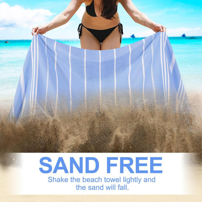 Genovega 6 Packs Oversized Turkish Beach Towels Set Bulk 74"x38" Extra Large Quick Dry Sand Free Light Swim Bath Camping Pool Towel Travel Blanket Essentials Cruise Accessories Adult Vacation Stuff