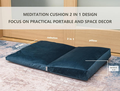 Meditation Cushion,Velvet Meditation Pillow and Zabuton 2-in-1 Portable Design(50 * 70CM). (Dark Gray, Service H：9cm)