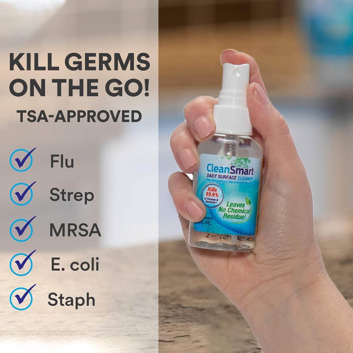 CleanSmart Daily Surface Cleaner and Pet-Safe Disinfectant, Kills 99.9% of Viruses, Bacteria, 23 ounce Bottle (Pack of 2)