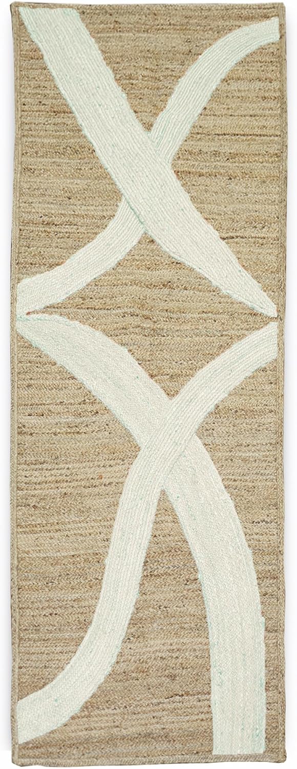 Premium Quality Jute Rug 4x6 Feet Area Rug Natural Fiber Jute Rugs Thick 0.27" Black Abstract Pattern Geometric Rugs for Kids Room, Living Room, Yoga Mat, Indoor Outdoor Carpet - Colors C