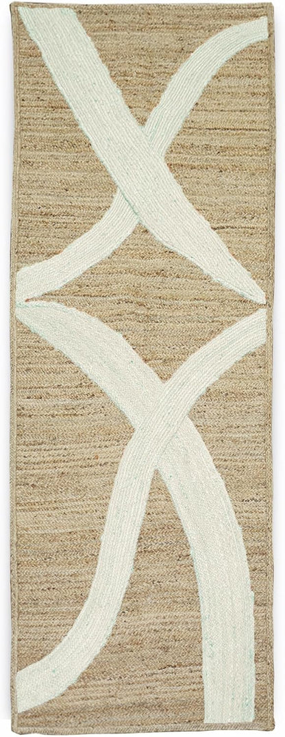 Premium Quality Jute Rug 4x6 Feet Area Rug Natural Fiber Jute Rugs Thick 0.27" Black Abstract Pattern Geometric Rugs for Kids Room, Living Room, Yoga Mat, Indoor Outdoor Carpet - Colors C