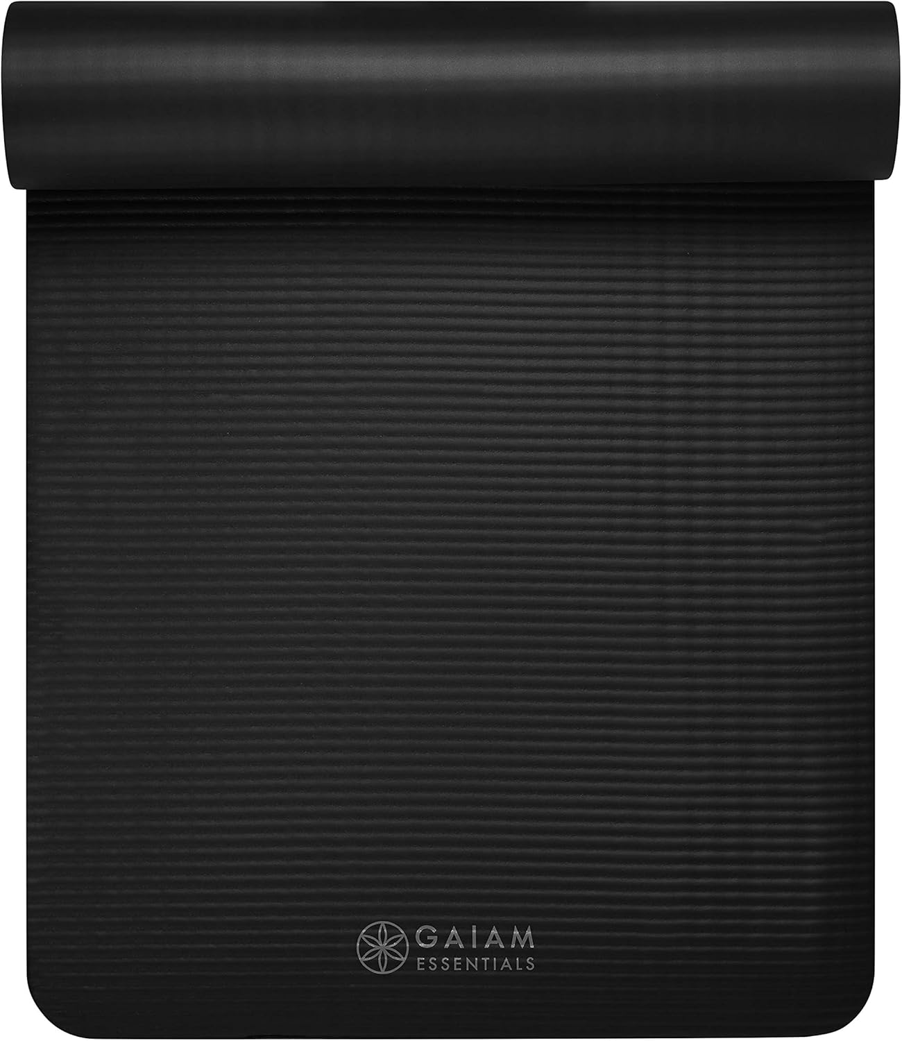 Gaiam Essentials 2/5" Thick (10mm) Yoga & Pilates, Fitness & Exercise Mat with Easy-Cinch Carrier Strap Cusion Support For Fitness and Gym Workouts