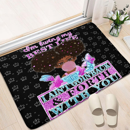 Black Girl Area Rug for Bedroom African Black Girls Floor Rugs for Living Room Playroom Cartoon Art Home Decor Soft Yoga Mats for Women Afro Purple 47" x 31" (2.7 x 3 Feet)