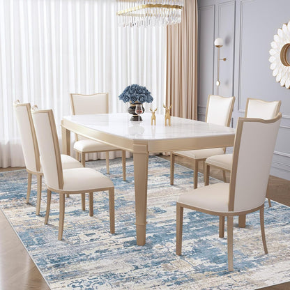 XLUEZ 8x10 Area Rugs for Living Room, Washable Modern Abstract Large Area Rug Neutral Soft Non Slip Kids Rug Stain Resistant Indoor Carpet for Bedroom Nursery Dining Children's Room(Blue, 8'x10')