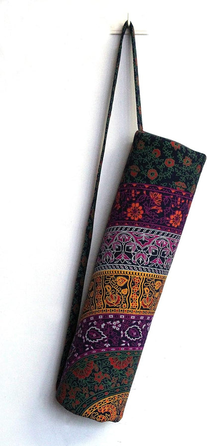 INDIAN CRAFT CASTLE ICC Yoga Mat Bag Carrier Full-Zip Exercise Yoga Mat Carry Bag for Women Men with Multi-Functional Storage Pockets and Adjustable Shoulder Strap 26X6 Inches