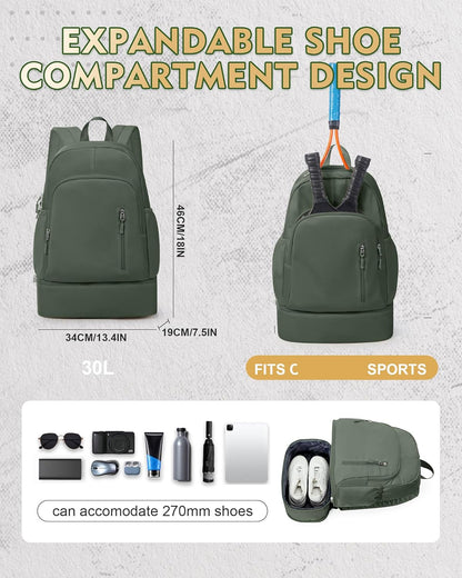 Gym Backpack for Women Men,Cheer bag,Lightweight Gym Bag with Shoe Compartment, Waterproof Sports Backpack with Wet Pocket, Black