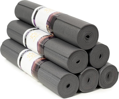 Voyage Yoga Mat, 6 Pack, 72" x 24" Professional Studio and Gym Bulk Yoga Mats, 5mm Thick, Durable, Anti-Tear, Non Slip Fitness and Exercise Mats