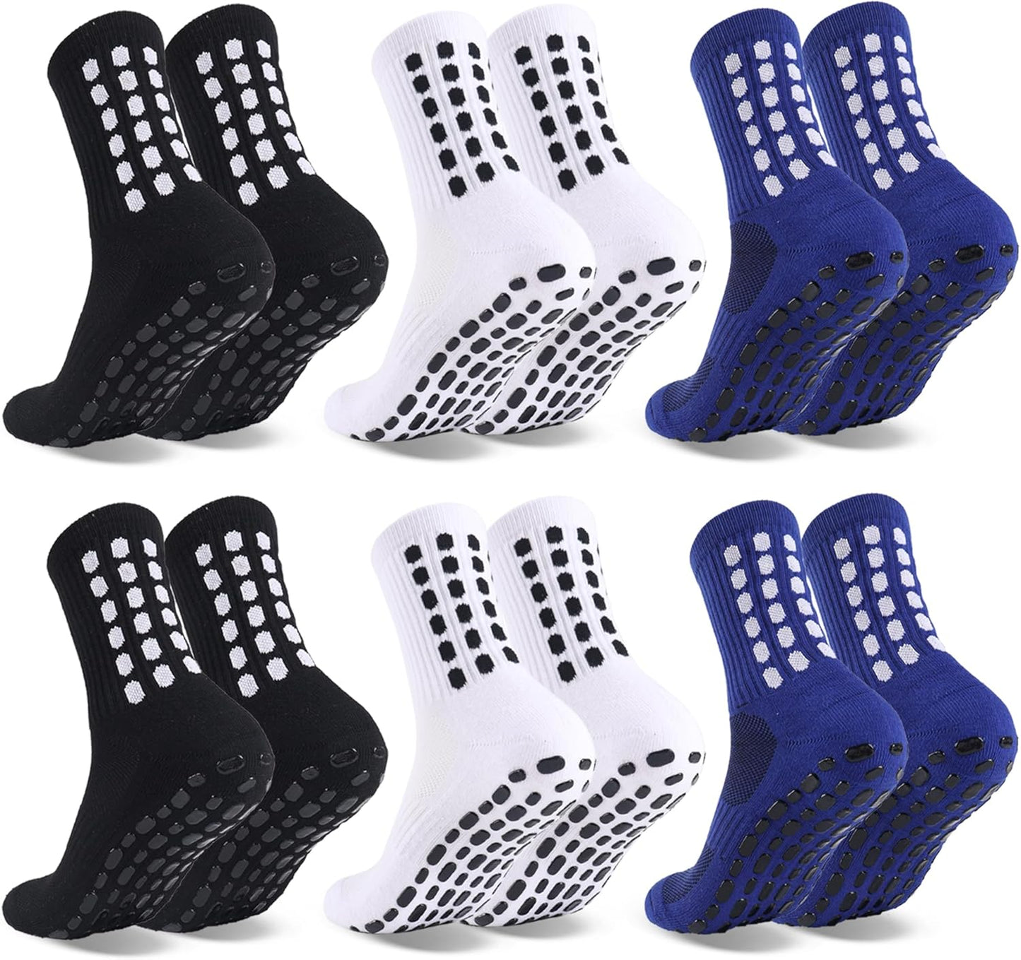 Barrlves 6 Pairs Grip Soccer Socks Colorful Non Slip Sports Football Basketball Hospital Yoga Socks for Men Women