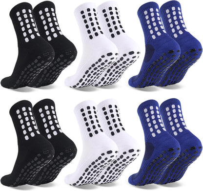 Barrlves 6 Pairs Grip Soccer Socks Colorful Non Slip Sports Football Basketball Hospital Yoga Socks for Men Women