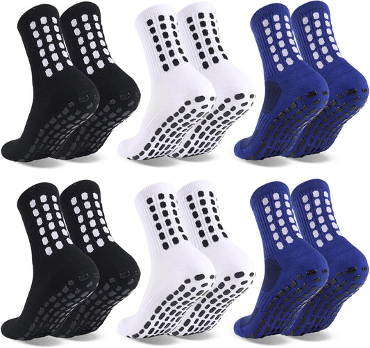 Barrlves 6 Pairs Grip Soccer Socks Colorful Non Slip Sports Football Basketball Hospital Yoga Socks for Men Women