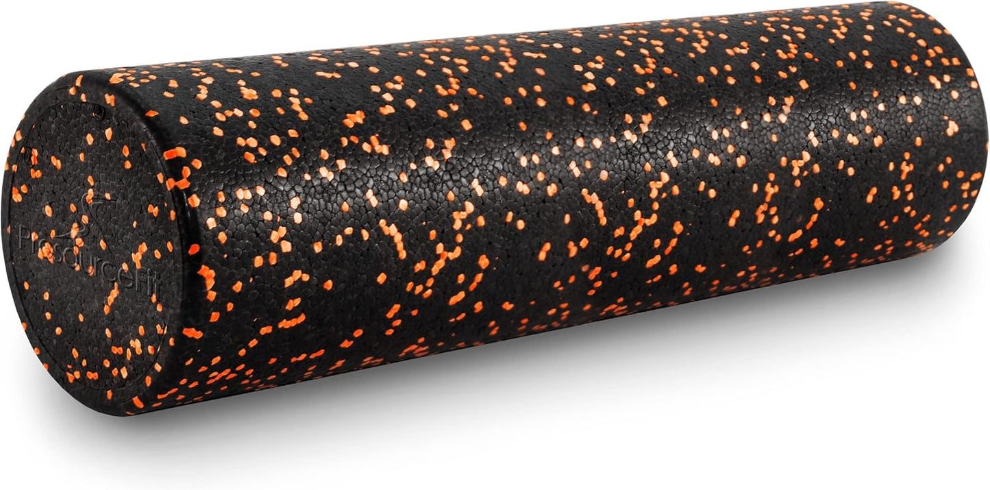 ProsourceFit High Density Foam Rollers 12 - inches long, Firm Full Body Athletic Massage Tool for Back Stretching, Yoga, Pilates, Post Workout Muscle Recuperation, Black
