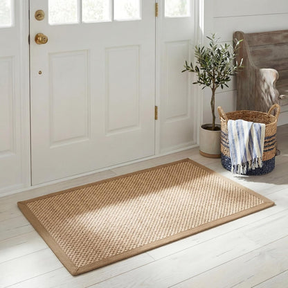 SAFAVIEH Area Rug 11x15 - Natural Fiber Collection - Large - Maize & Linen Color, Sisal, Woven Design with Border (NF141B) - Colors A