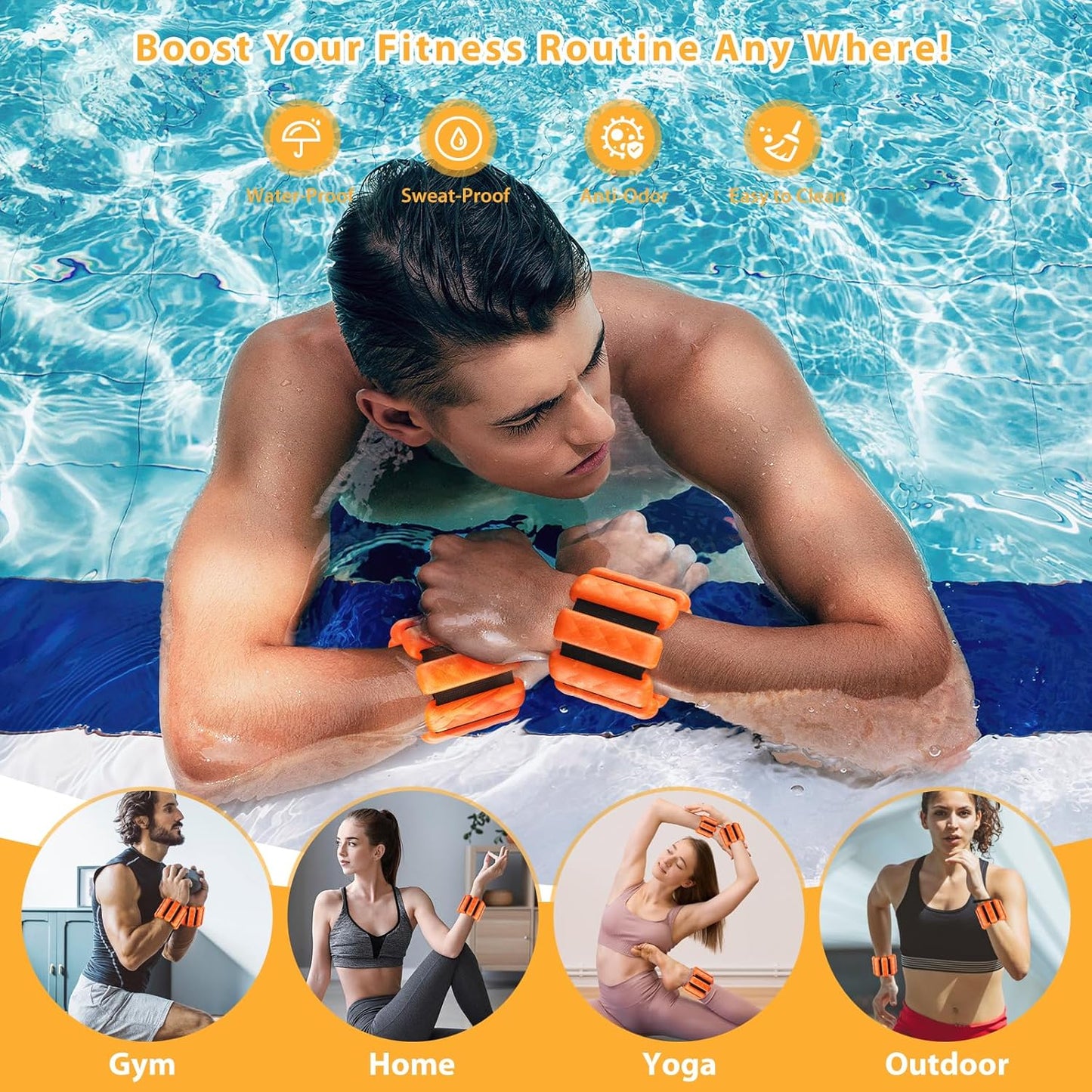 Pilates Wrist and Ankle Weights for Women - Adjustable Weighted Bangles for Men, 2 lbs Weighted Arm Bands Foot Leg Weights for Walking, Yoga, Training, Exercise, Running, Set of 2 (1LB Each)