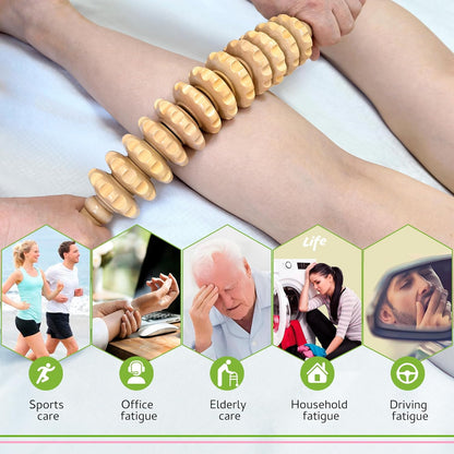 Wooden Massager Handheld Roller Trigger Point Massager Stick for Fascia, Cellulite, Muscle & Abdomen , Body Therapy Massager, Muscle Belly Relief Tool…