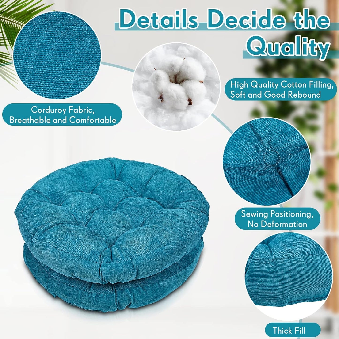 Jerify Floor Pillow Cushions Large Round Square Large Meditation Floor Pillow for Classroom Adult Meditation Picnic Party Seating Learning Daycare School(Square,Mixed Colors,4 Pcs)