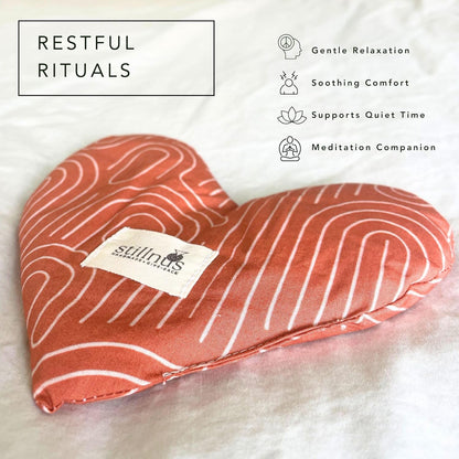 Stillnus Terra Weighted Eye Pillow – Organic Flaxseed & Lavender, Terracotta Print, Heart Shaped, Feel Better & Relaxation Gift for Women