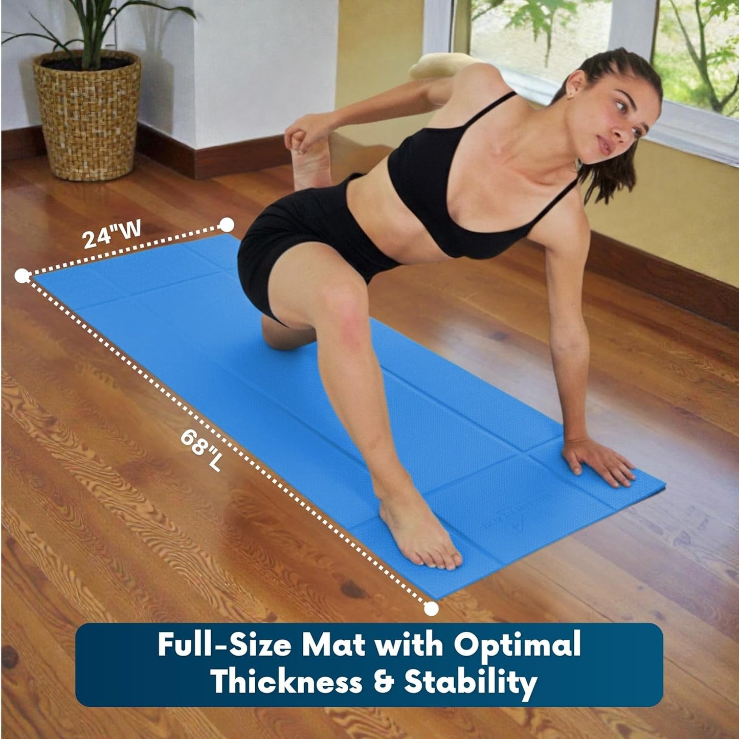Foldable Yoga Mat Thick, in 6 Combinations; Greater Support and Protection for Joints, Body Alignment System, and Sections for Hands and Feet. Non-slip texture and water-resistant