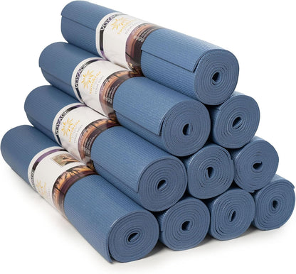 Voyage Yoga Mat, 10 Pack, 72" x 24" Professional Studio and Gym Bulk Yoga Mats, 5mm Thick, Durable, Anti-Tear, Non Slip Fitness and Exercise Mats