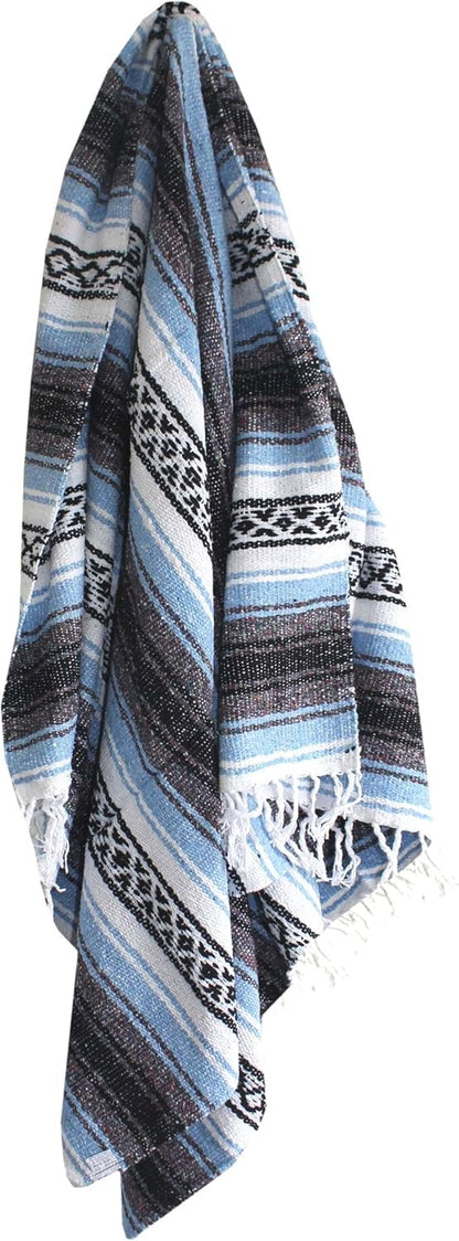 Del Mex Classic Mexican Blanket, Large Authentic Woven Falsa Throw (70"x50"), Artisan Southwest Décor for Beach, Yoga, Outdoors (Lavender)
