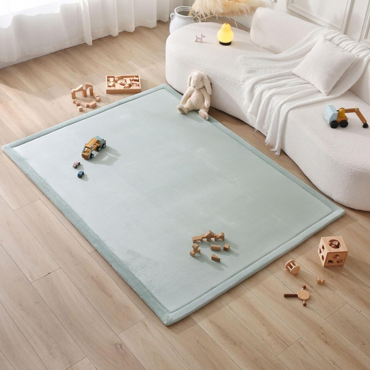 Hakuna Matte CloudSoft Mat for Floor 60" x 80" Beige – Coral Velvet Memory Foam Rug – Non-Slip, Water-Resistant