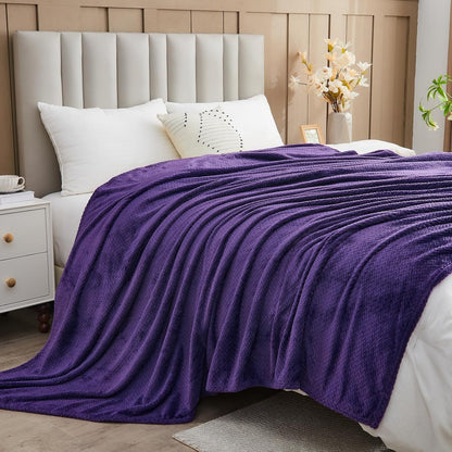 NEWCOSPLAY Super Soft Throw Blanket Light Purple Premium Silky Flannel Fleece Leaves Pattern Lightweight Bed Blanket All Season Use (Light Purple, Throw(50"x60")) - Colors A