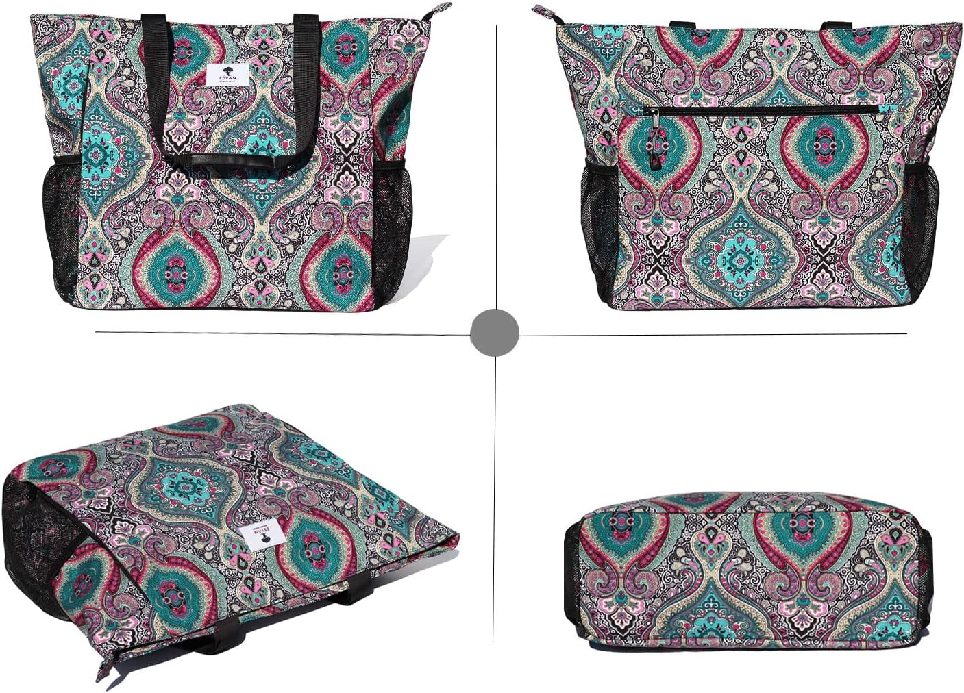 ESVAN Yoga Mat Bag Yoga Tote Carrier Shoulder Bag Carryall Tote for Office,Yoga,Pilates,Travel,Beach and Gym