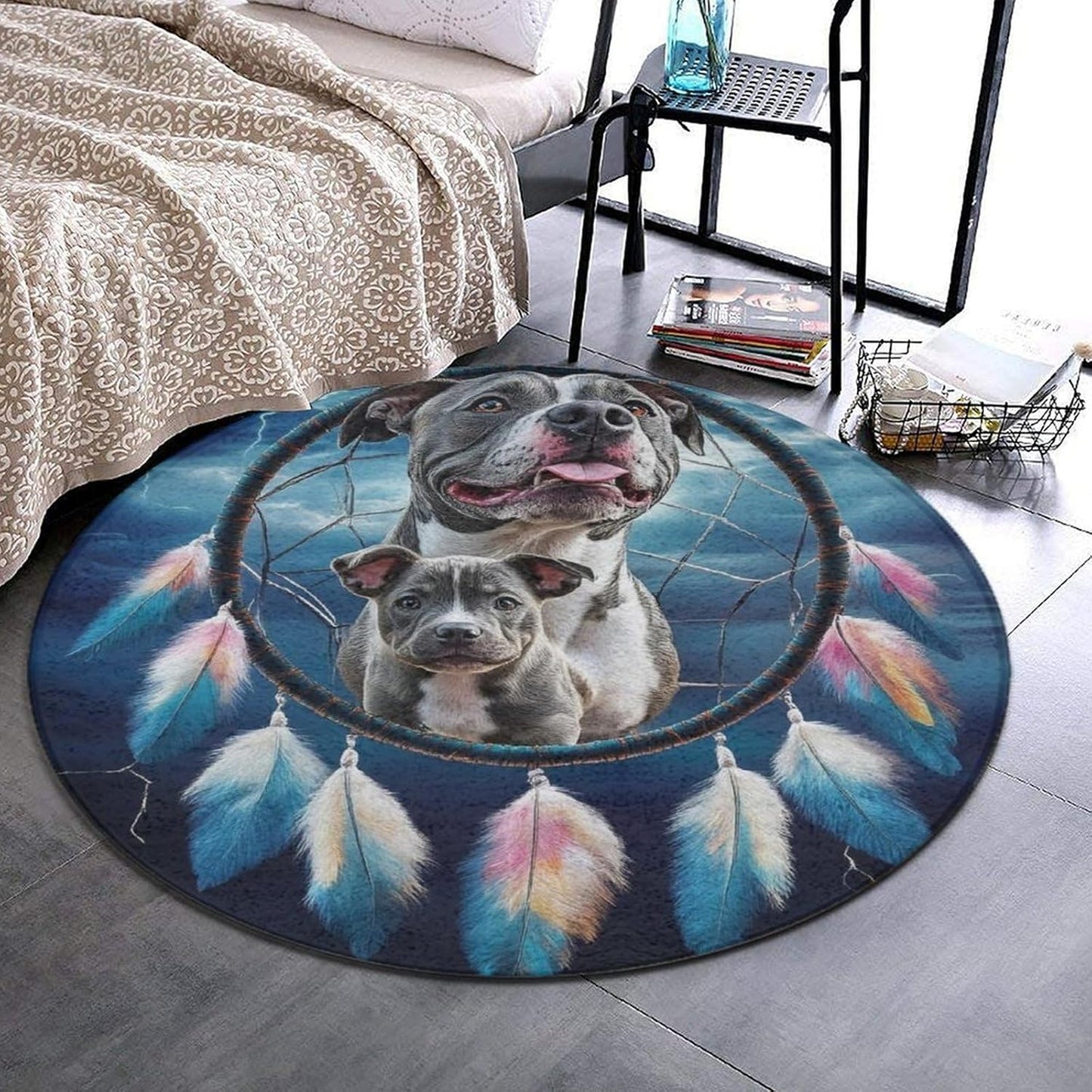 Room Sofa Yoga Soft Round Carpet, Home Decor Non Slip Kitchen Office Circle Rug, Machine Washable Modern Round Area Rug Beach Turtles, 60inch