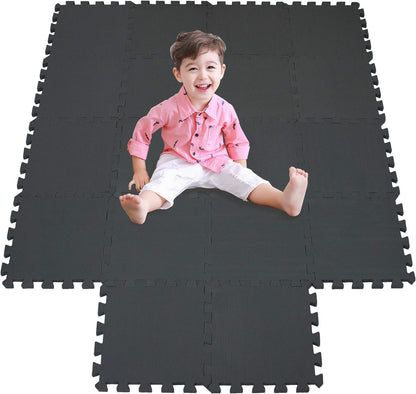 meiqicool Foam Play Mat Thick Soft EVA Interlocking Foam Floor Mats Children Yoga Exercise Multi Jigsaw Puzzle Blocking Board Kids Playmats Play Grey 18 Piece L