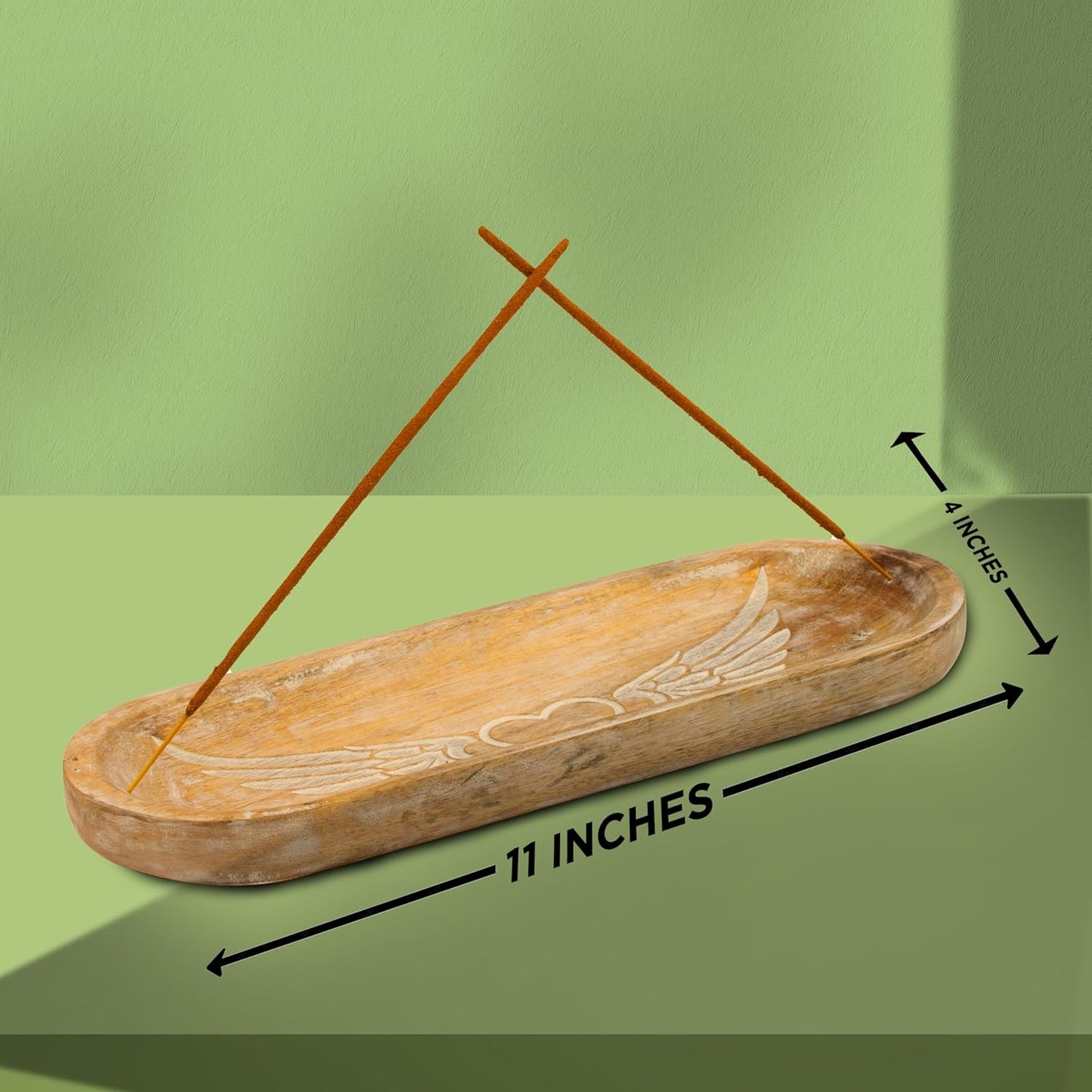 Incense Holder-Incense Burner/Ash Catcher-Handmade Wooden Insence Tray Home Decor 11x4x1.2 Inches