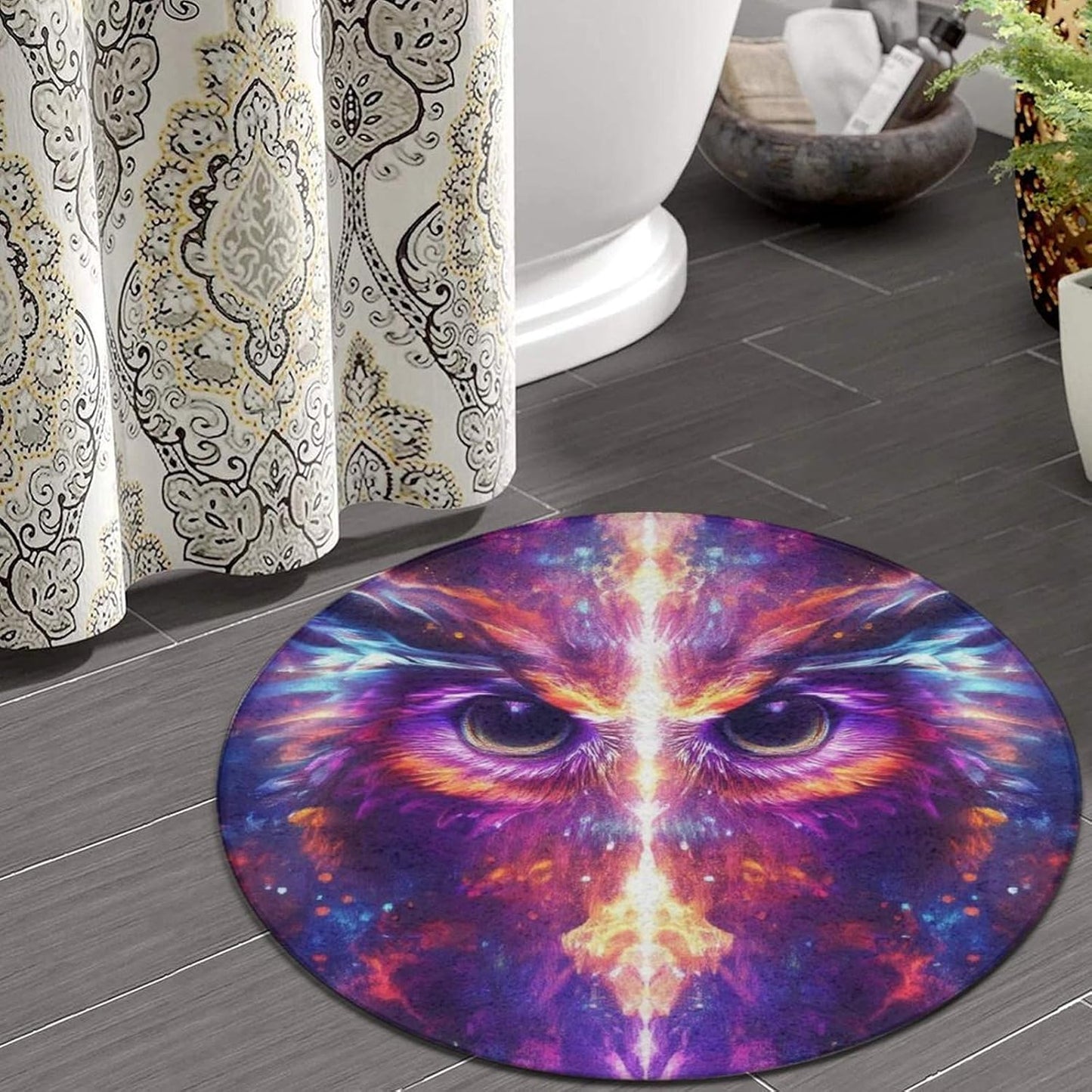 Machine Washable Modern Round Area Rug, Room Sofa Yoga Soft Round Carpet, Home Decor Non Slip Kitchen Office Circle Rug Union Jack Flag UK Mandala Art, 60inch