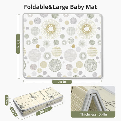 Extra Large Baby Play Mat 79x70, Foldable Baby Play Mat for Floor, Waterproof, Safe & Thick Playmats for Babies and Toddlers, Non-Slip Backing Safe for Crawling&Tummy Time, Indoor & Outdoor Use