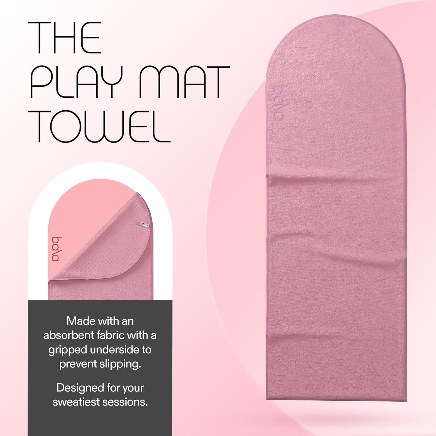 Bala Play Mat Towel, Sea - Non-Slip Absorbent Gym Towels Designed for Sweat, Hot Yoga, Pilates & Core Training Workouts - Fitness & Exercise Gear Essentials for Working Out - Men & Women