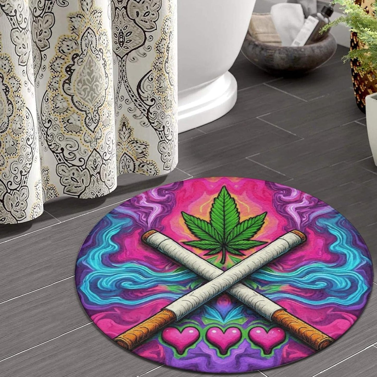 Machine Washable Modern Round Area Rug, Room Sofa Yoga Soft Round Carpet, Home Decor Non Slip Kitchen Office Circle Rug Union Jack Flag UK Mandala Art, 60inch