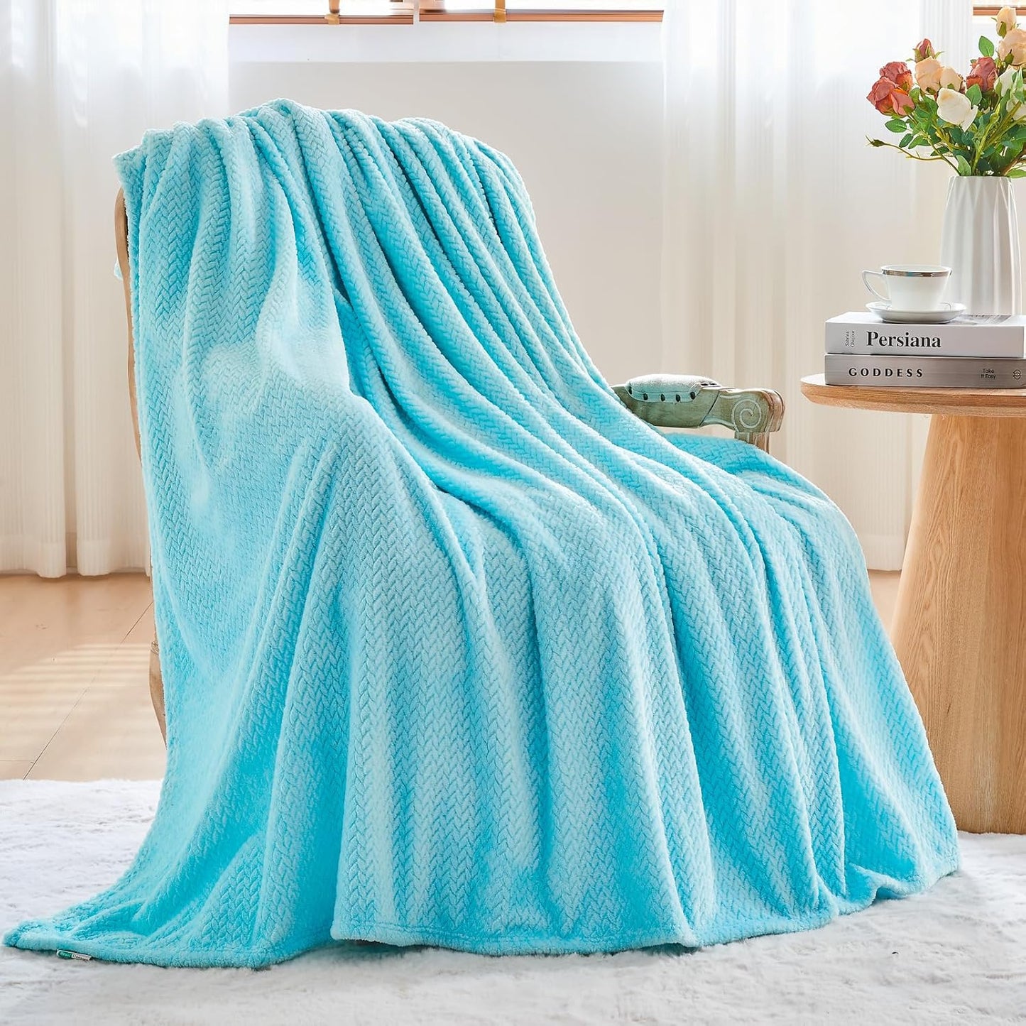 NEWCOSPLAY Super Soft Throw Blanket Light Purple Premium Silky Flannel Fleece Leaves Pattern Lightweight Bed Blanket All Season Use (Light Purple, Throw(50"x60")) - Colors A