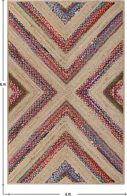 Kilim Rug 3' Round Area Rug Olive Beige White Braided Jute Carpet, Indoor Outdoor Flatweave Rug for Bedroom, Bedside, Kitchen, Beach & Terrace Yoga Mat - Colors A