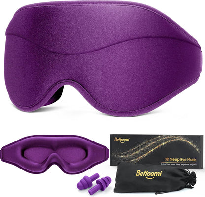 BeHoomi Sleep Mask, Premium Eye Mask for Sleeping, Total Blackout, Super Soft Comfort, Adjustable Fit, Upgraded 3D Ergonomic Designed Sleeping Mask for Home, Office, Travel, Meditation, Yoga, Pink