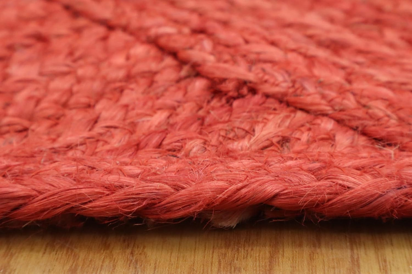 Hand Braided Jute 4 Ft Square Kilim Rug Flatweave Pink Geometric Pattern Jute Sisal Rug, Thick 0.27 Inch Indoor Outdoor Carpet for Kitchen, Bedside, Yoga Mat - Colors A